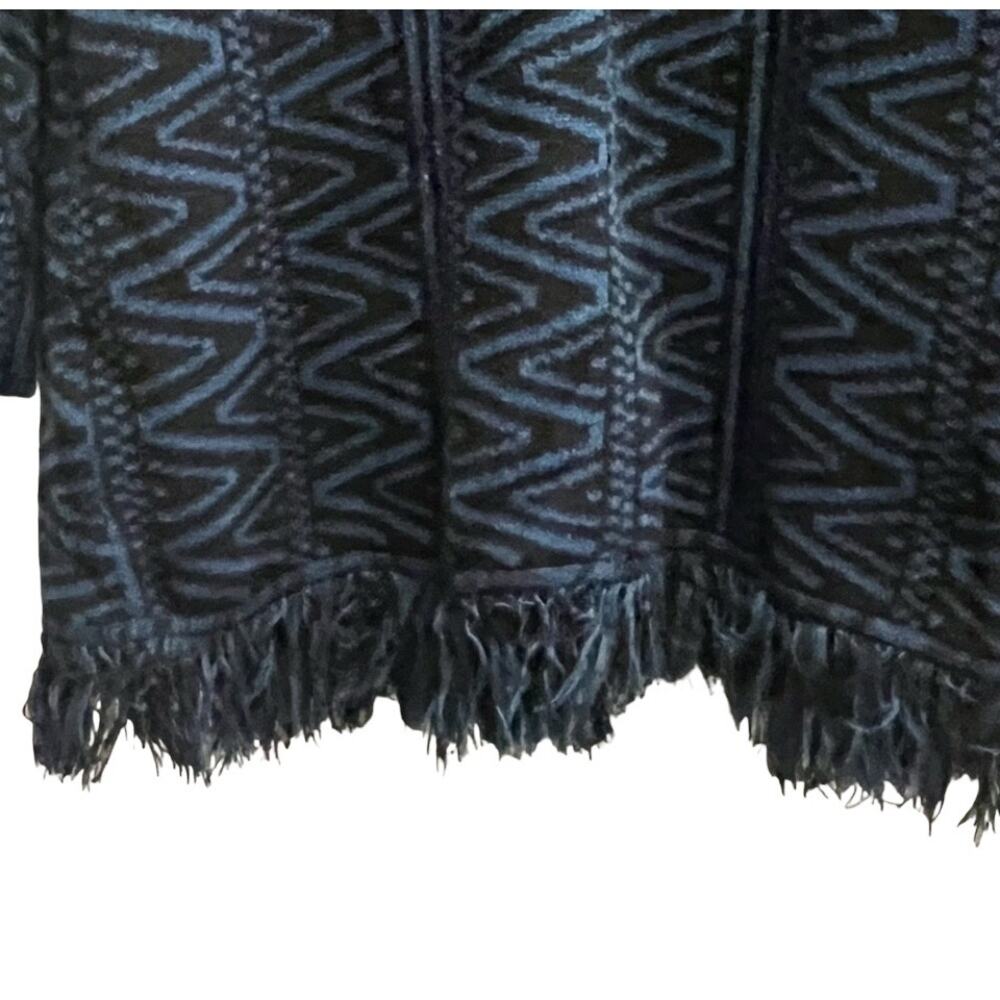 Style‎ & Co Open Front Cardigan XL – Navy Blue Aztec Pattern Knit Fringe Sweater - Picture 5 of 8